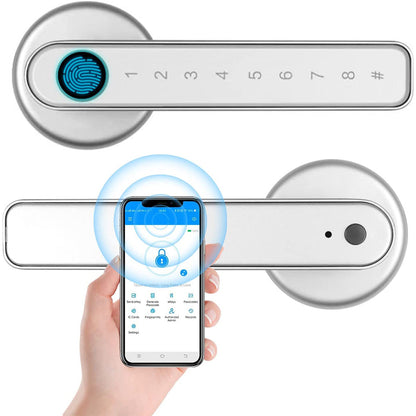 Door Lock Fingerprint Smart Digital Lever Keyless Entry Door Lock with App -Sliver