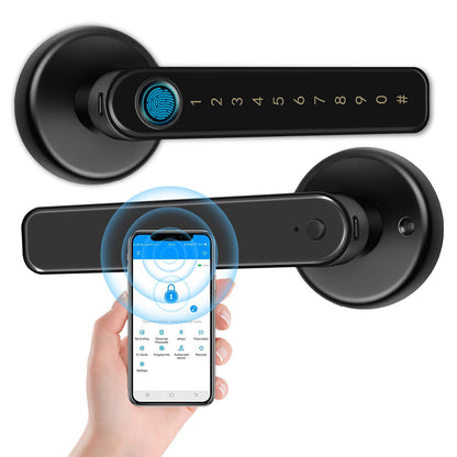 Door Lock Fingerprint Smart Digital Lever Keyless Entry Door Lock with App -Black