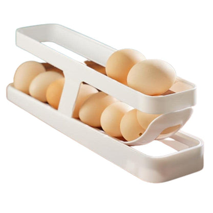 Refrigerator Egg Dispenser Auto Rolling Egg Holder 2 Tier Storage Rack
