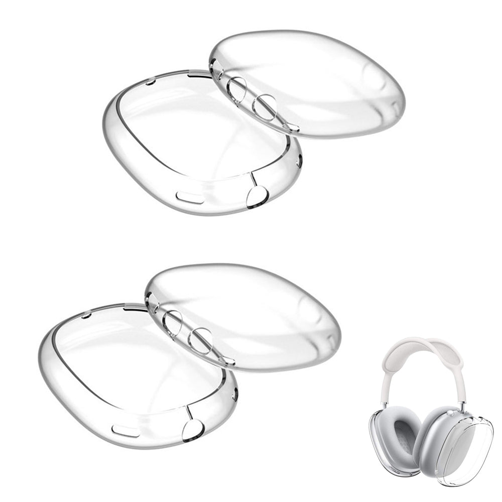 2pcs Case Cover for AirPods Apple Max Headphones Clear Case Protective Cover -White