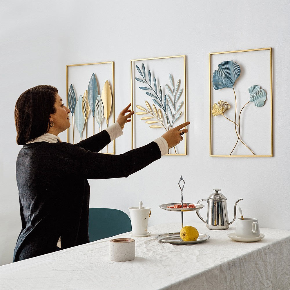 3 X Metal Wall Decor Leaf Wall Hanging Decoration Wall Art Home Decor Wall Ledges