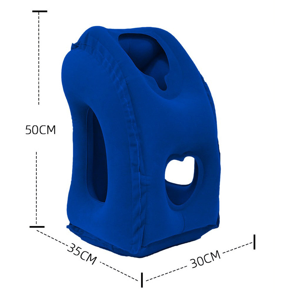 Inflatable Travel Pillows Office Nap Rest Pillow Inflatable Airplane Pillow -Blue