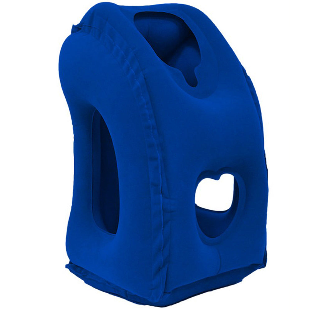 Inflatable Travel Pillows Office Nap Rest Pillow Inflatable Airplane Pillow -Blue