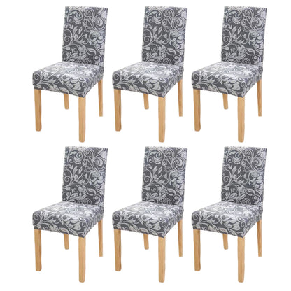 6pcs Chair Slipcovers Removable Universal Stretch Elastic Chair Protector Covers -Style 3