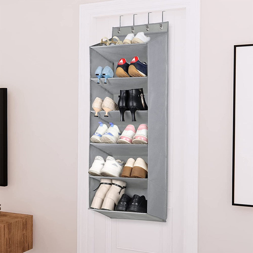 Multi Pockets Over the Door Shoe Organizer Hanging Shoes Storage Bag with Hooks for Closet and Dorm Narrow Door
