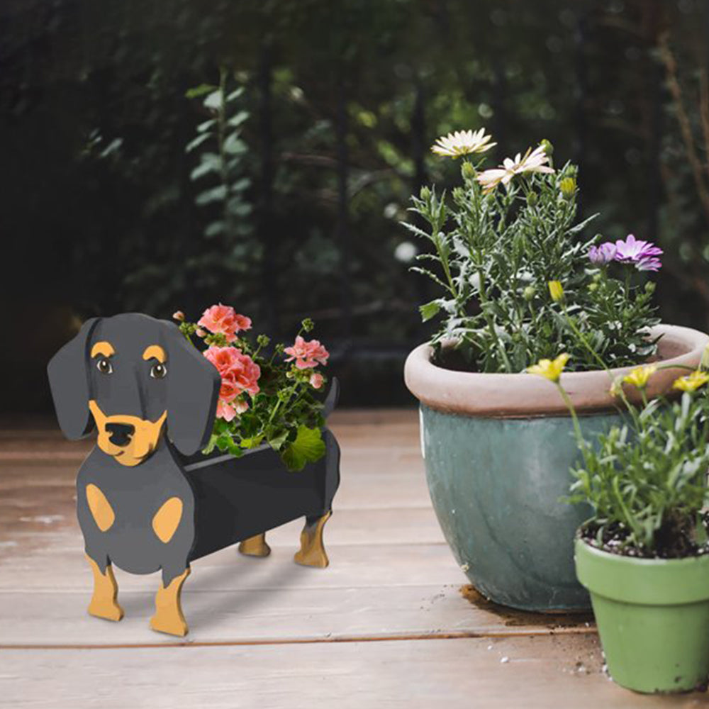 Cute Animal PVC Garden Dog Flower Planter Plant Pots For Outdoor Decoration-Dachshund