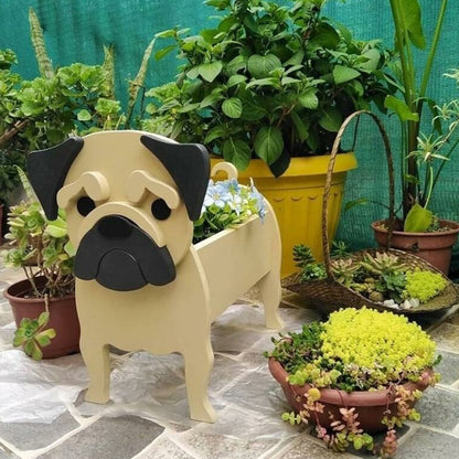 Cute Animal PVC Garden Dog Flower Planter Plant Pots For Outdoor Decoration-Pug