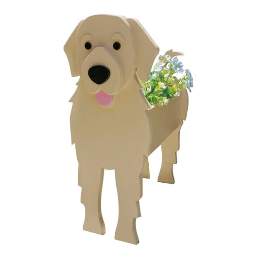 Cute Animal PVC Garden Dog Flower Planter Plant Pots For Outdoor Decoration-Golden Retriever