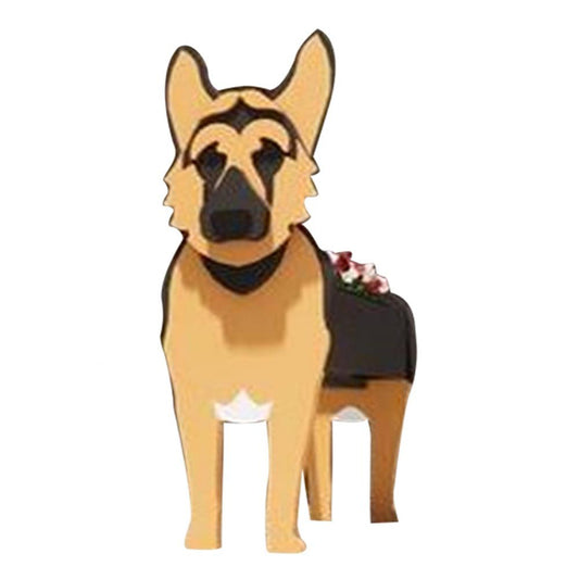 Cute Animal PVC Garden Dog Flower Planter Plant Pots For Outdoor Decoration-German Shepherd