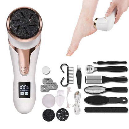 Electric Callus Remover for Feet Water-resistant 2 Speeds Pedicure Kit -White and 12pcs kit