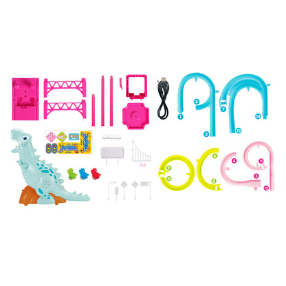 Toy Electric Dinosaur Race Track Toy Set with Music and Lights Slide Railcar Track Toy Educational Toys