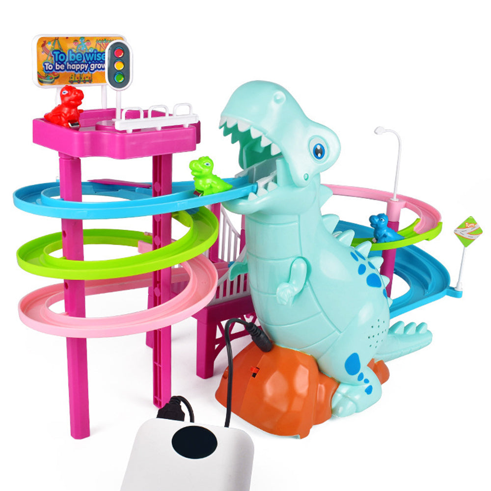 Toy Electric Dinosaur Race Track Toy Set with Music and Lights Slide Railcar Track Toy Educational Toys