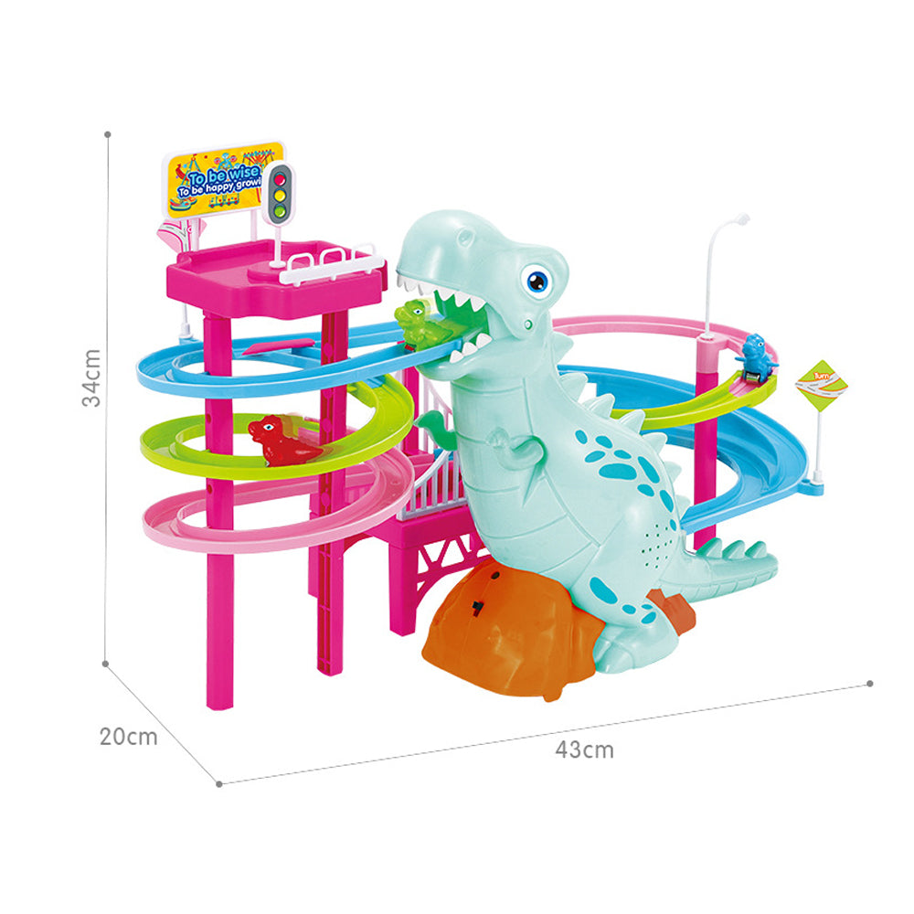 Toy Electric Dinosaur Race Track Toy Set with Music and Lights Slide Railcar Track Toy Educational Toys