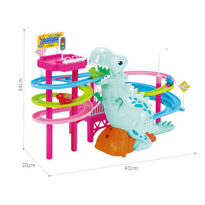 Toy Electric Dinosaur Race Track Toy Set with Music and Lights Slide Railcar Track Toy Educational Toys
