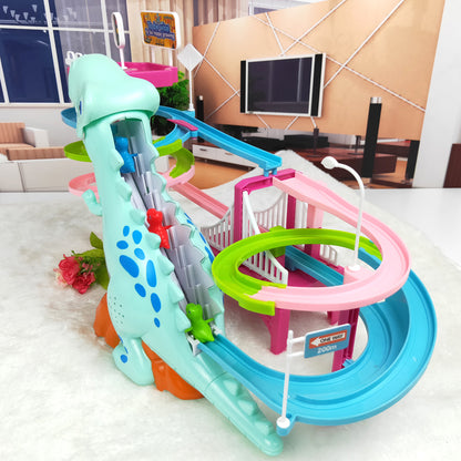 Toy Electric Dinosaur Race Track Toy Set with Music and Lights Slide Railcar Track Toy Educational Toys