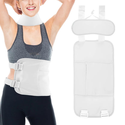 Castor Oil Pack Wrap 2 Pieces Reusable Castor Oil Compress Kit Adjustable Elastic Strap for Waist and Neck -White