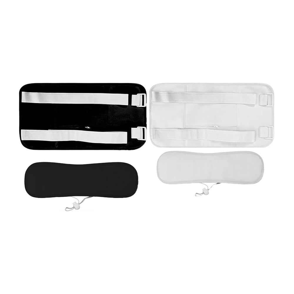 Castor Oil Pack Wrap 4 Pieces Reusable Castor Oil Compress Kit Adjustable Elastic Strap for Waist and Neck -White and Black