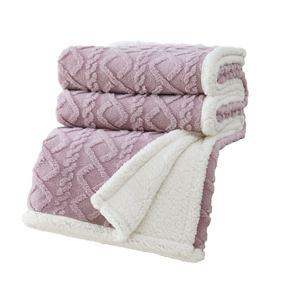 Reversible Warm Winter Sofa Bed Cover Fluffy Throw Bedspread Double Sided Thick Blanket Purple