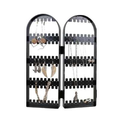Acrylic Earrings Holder for Women Doors Foldable Screen Necklace Display Rack-Black
