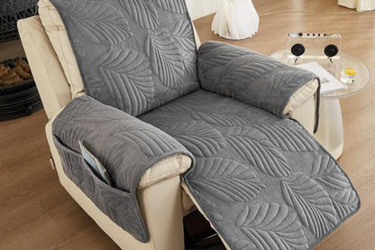 Reclining Couch Slipcovers Soft with Pockets Protector for Pets Kids-Dark Gray