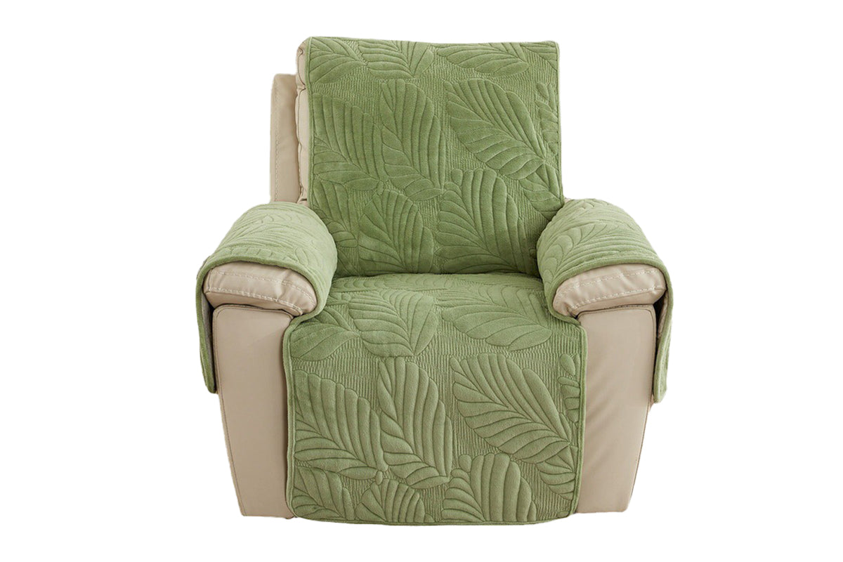 Reclining Couch Slipcovers Soft with Pockets Protector for Pets Kids-Off-Green