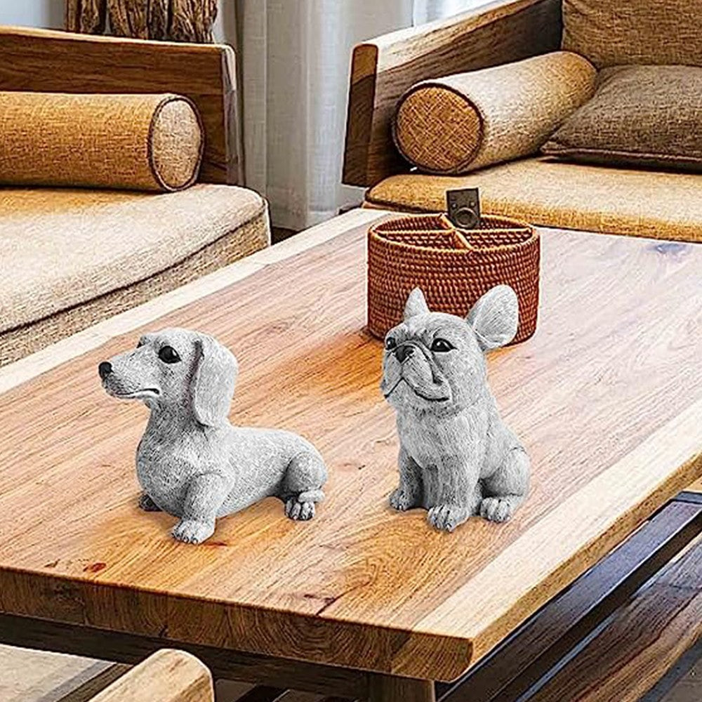 2Pcs Garden Dog Statue Dog Figurine Garden Ornament Outdoor Courtyard Decor
