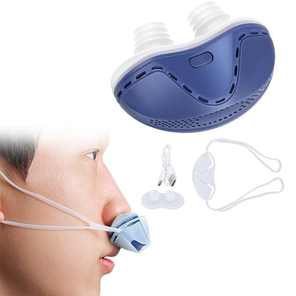 Anti Snoring Devices Electric Mini Noise Solution Sleep Stop Snore Aid Stopper for Men Women -Blue