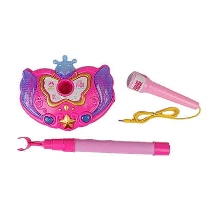 Kids Microphone with Stand Kids Karaoke Machine Musical Singing Toy with 2 Microphones -Pink