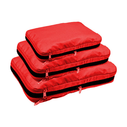 3Pcs Travel Compression Packing Cube Luggage Packing Bag Clothing Storage Bags Red