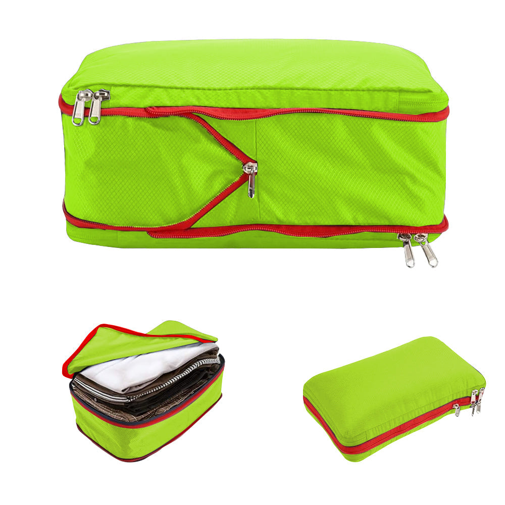 3Pcs Travel Compression Packing Cube Luggage Packing Bag Clothing Storage Bags Green