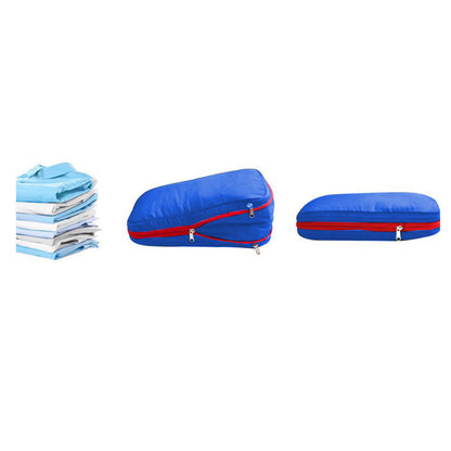 3Pcs Travel Compression Packing Cube Luggage Packing Bag Clothing Storage Bags Blue