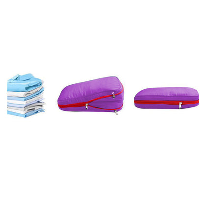 3Pcs Travel Compression Packing Cube Luggage Packing Bag Clothing Storage Bags Purple