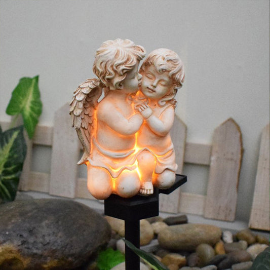2Pcs Solar Garden Light Resin Angel LED Light Yard Lamp Landscape Stake Light