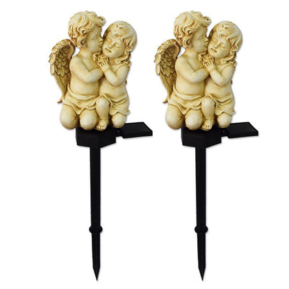 2Pcs Solar Garden Light Resin Angel LED Light Yard Lamp Landscape Stake Light