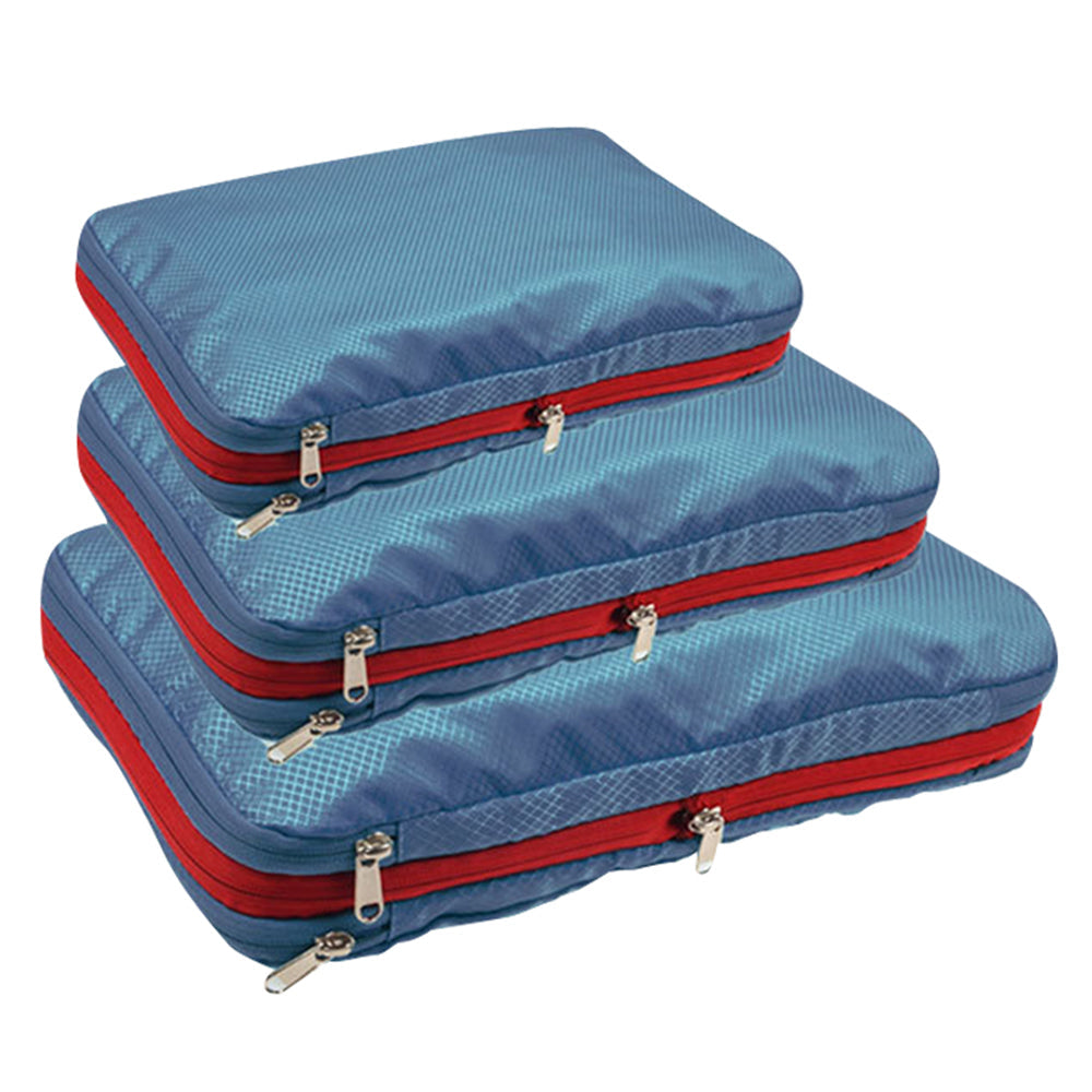 3Pcs Travel Compression Packing Cube Luggage Packing Bag Clothing Storage Bags Navy Blue