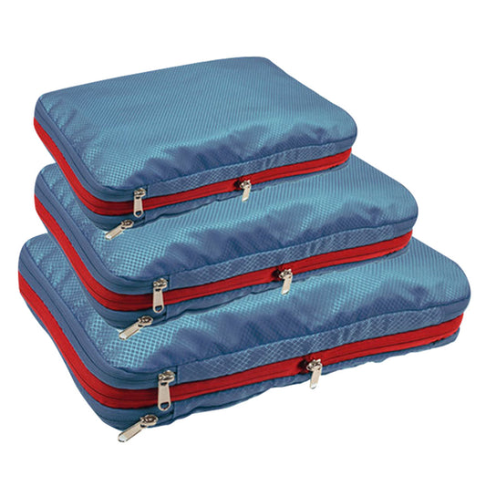 3Pcs Travel Compression Packing Cube Luggage Packing Bag Clothing Storage Bags Navy Blue