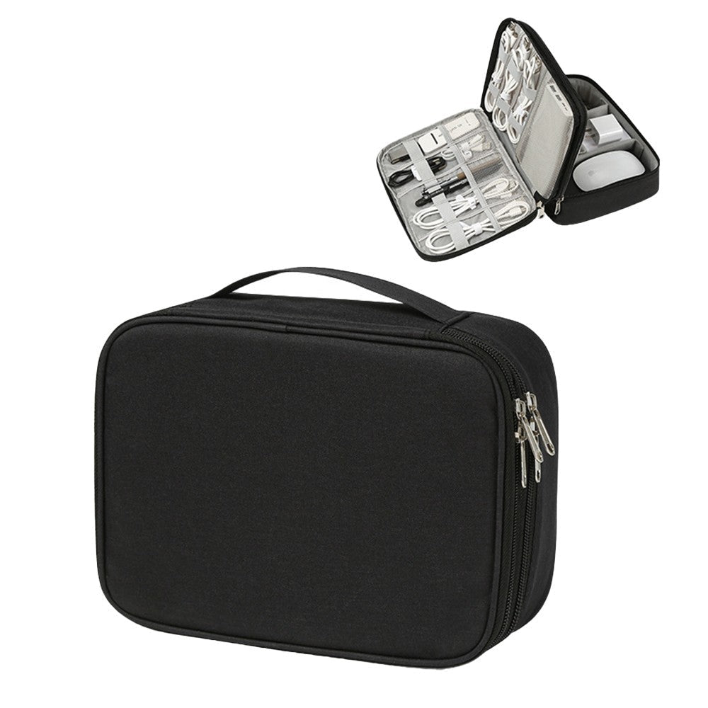 Cable Organizer Bag Electronic Accessory Organizer Travel Storage Case Black