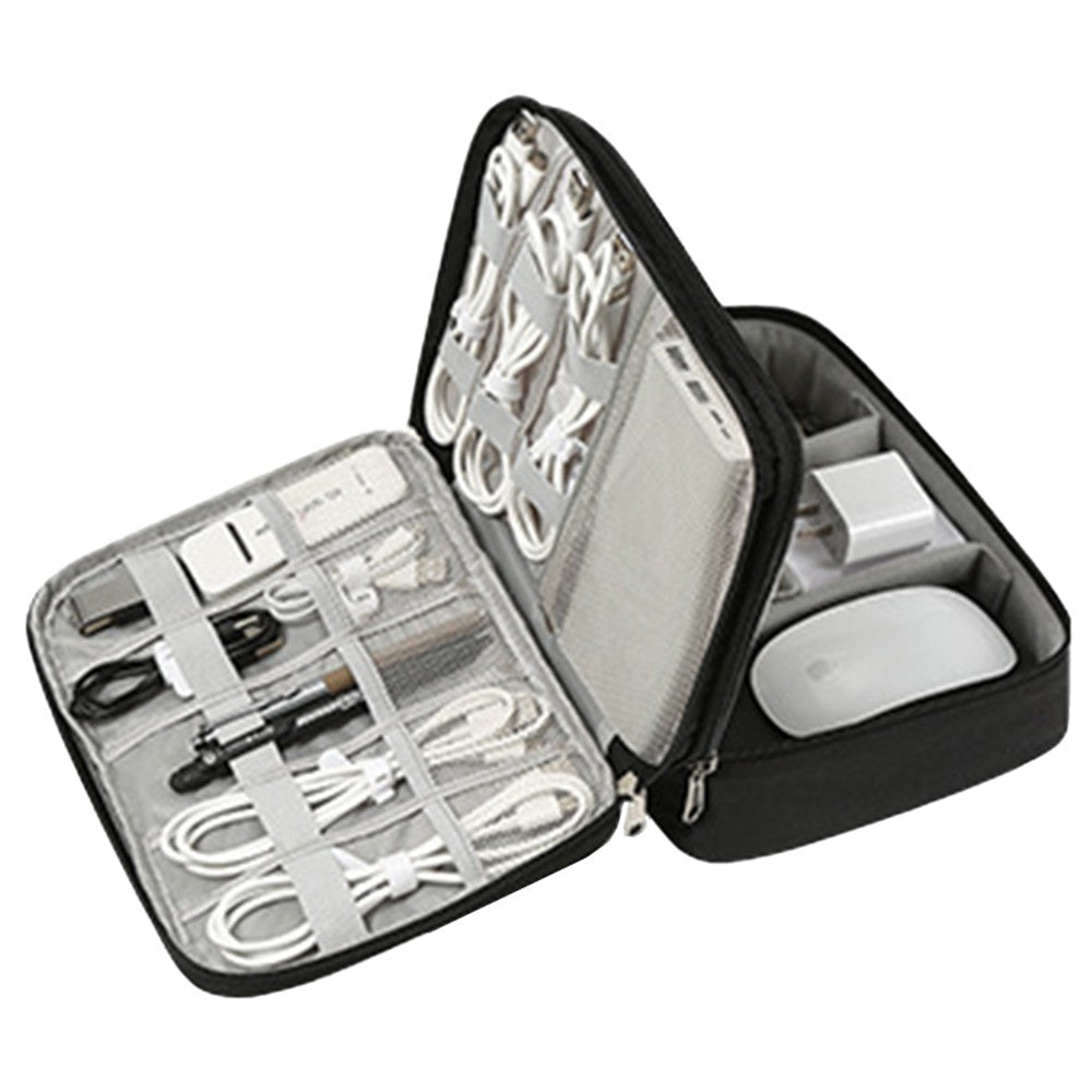 Cable Organizer Bag Electronic Accessory Organizer Travel Storage Case Black