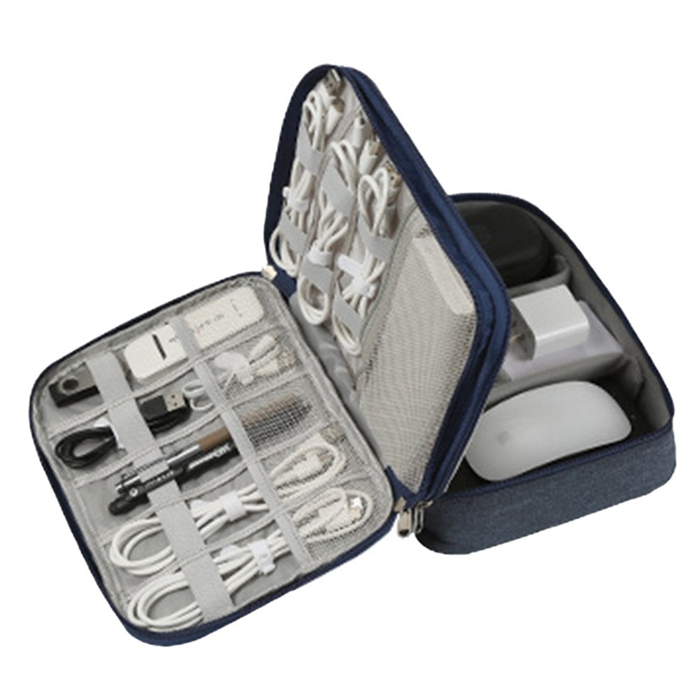 Cable Organizer Bag Electronic Accessory Organizer Travel Storage Case Blue