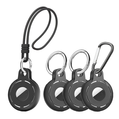 4Pcs For Apple Airtag Case Cover Anti-lost Keychain Ring Protective Case Black