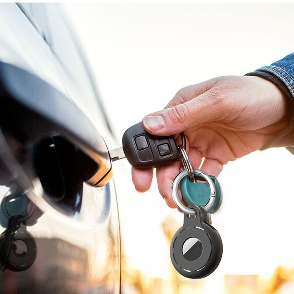 4Pcs For Apple Airtag Case Cover Anti-lost Keychain Ring Protective Case Black