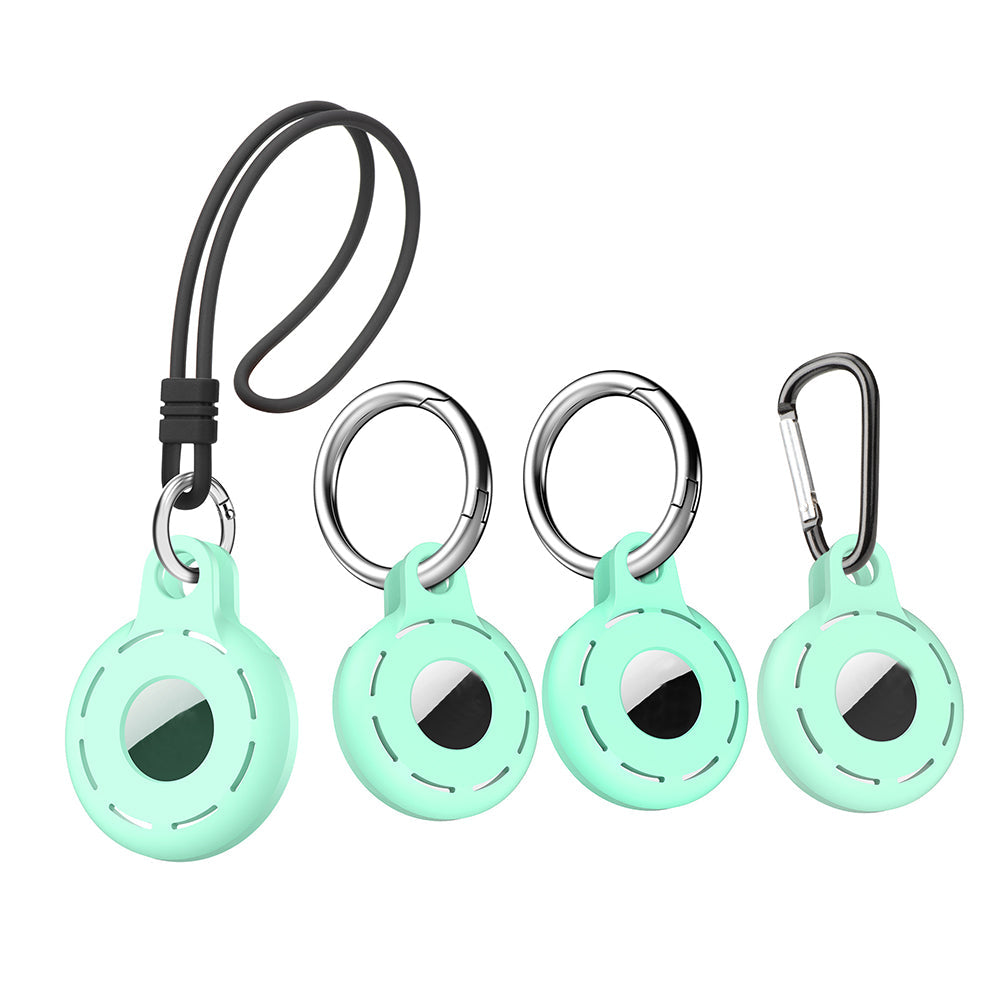 4Pcs For Apple Airtag Case Cover Anti-lost Keychain Ring Protective Case Green