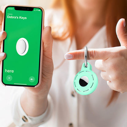 4Pcs For Apple Airtag Case Cover Anti-lost Keychain Ring Protective Case Green