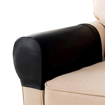 Pair of Sofa Armrest Covers Removable Stretch Couch Arm Protectors Black