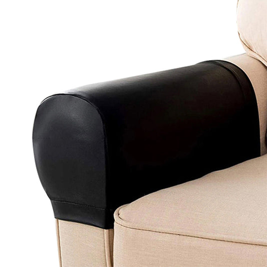 Pair of Sofa Armrest Covers Removable Stretch Couch Arm Protectors Black