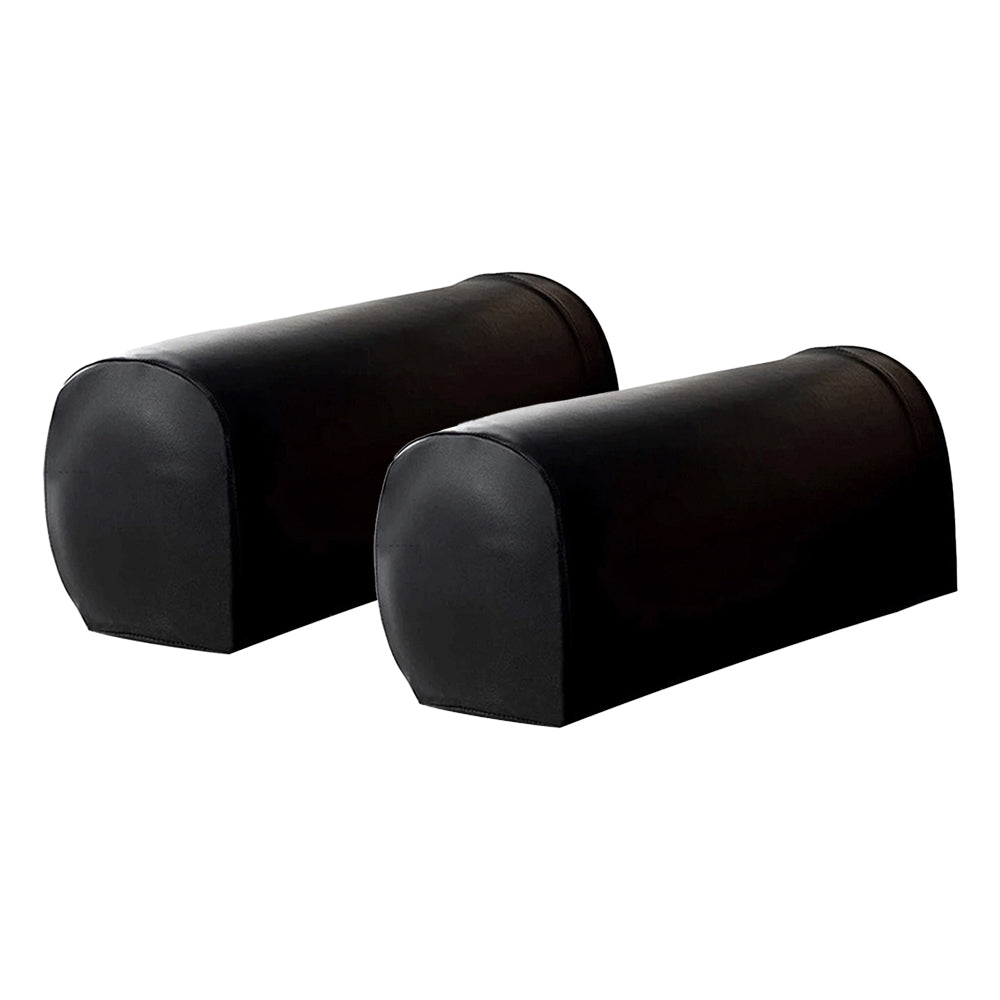 Pair of Sofa Armrest Covers Removable Stretch Couch Arm Protectors Black