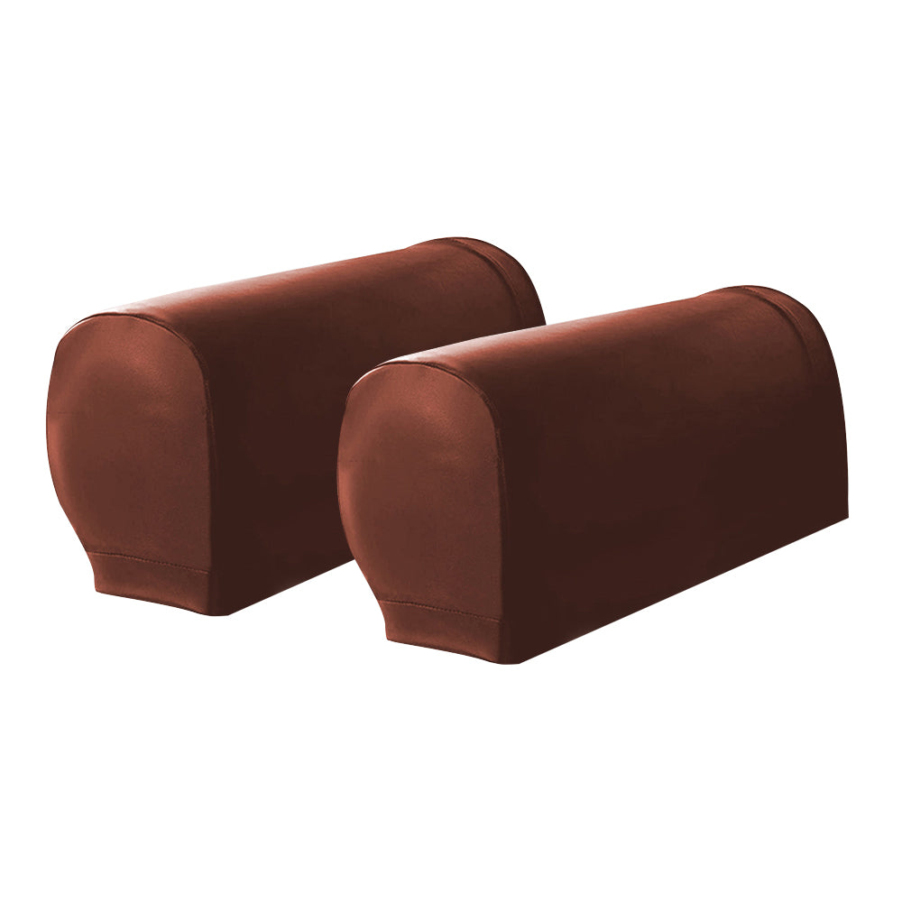 Pair of Sofa Armrest Covers Removable Stretch Couch Arm Protectors Brown