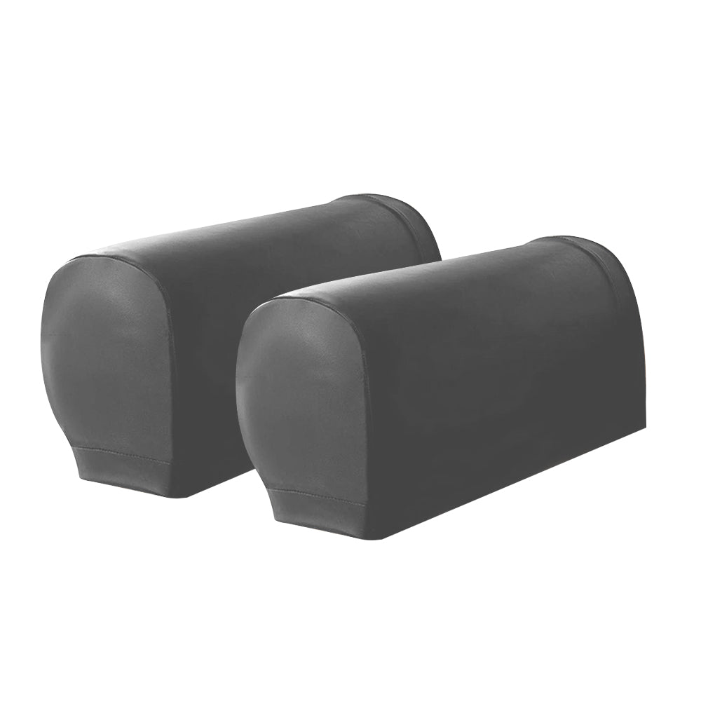 Pair of Sofa Armrest Covers Removable Stretch Couch Arm Protectors Grey