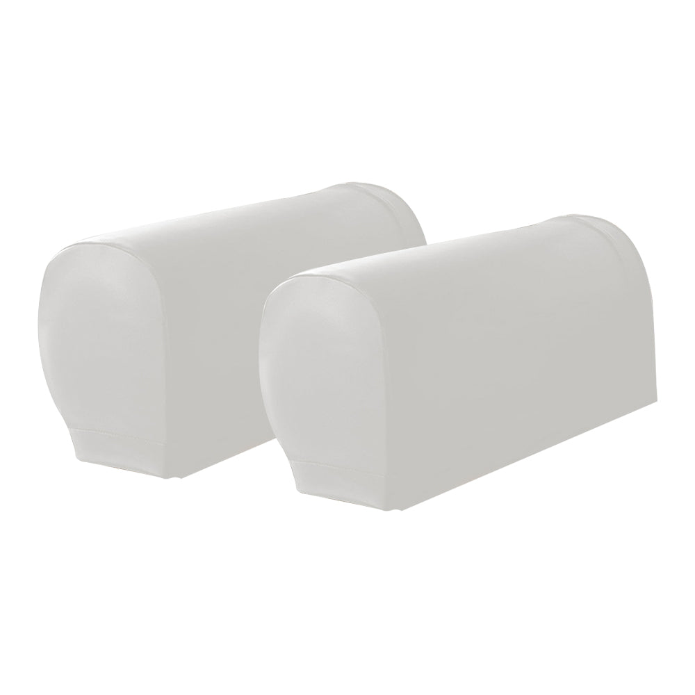 Pair of Sofa Armrest Covers Removable Stretch Couch Arm Protectors White