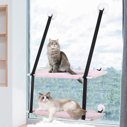 2-Layer Cat Hammock with Thick Mat Cat Sucker Warm Hanging Nest Pink
